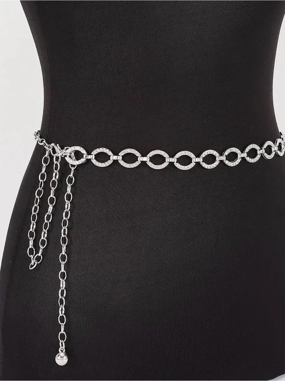 Silver Rhinestone Chain Belt